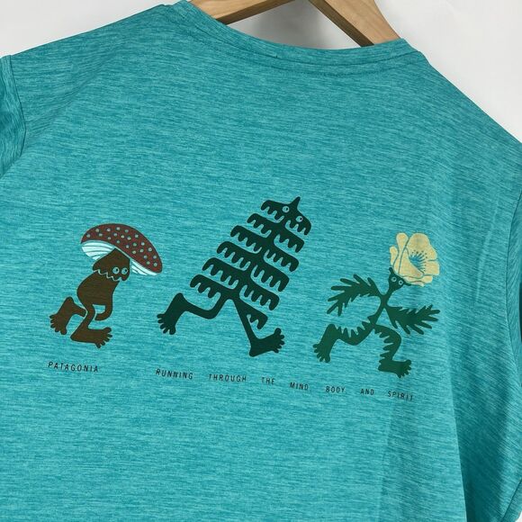 Patagonia T Shirt Size Medium Womens Teal Capilene Cool Daily Graphic Tee Crew - Picture 7 of 9